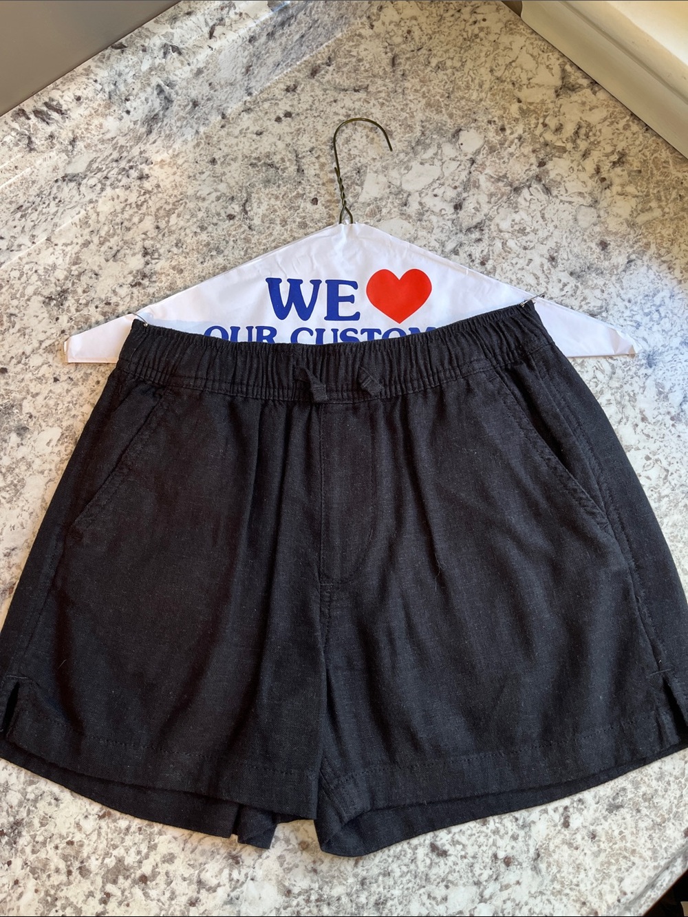 Abercrombie Boys Black Linen Shorts - Casual Elastic Waist